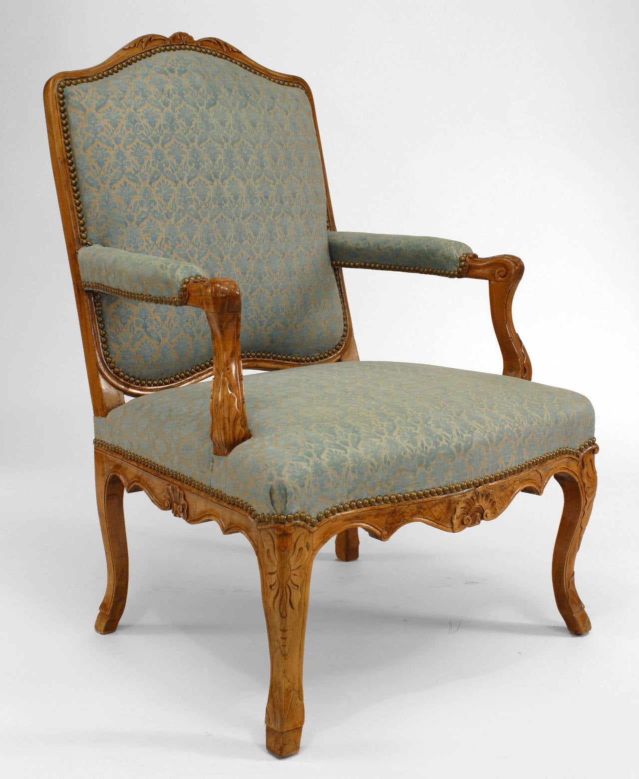 Pair of French Louis XV Beech Armchairs For Sale 3