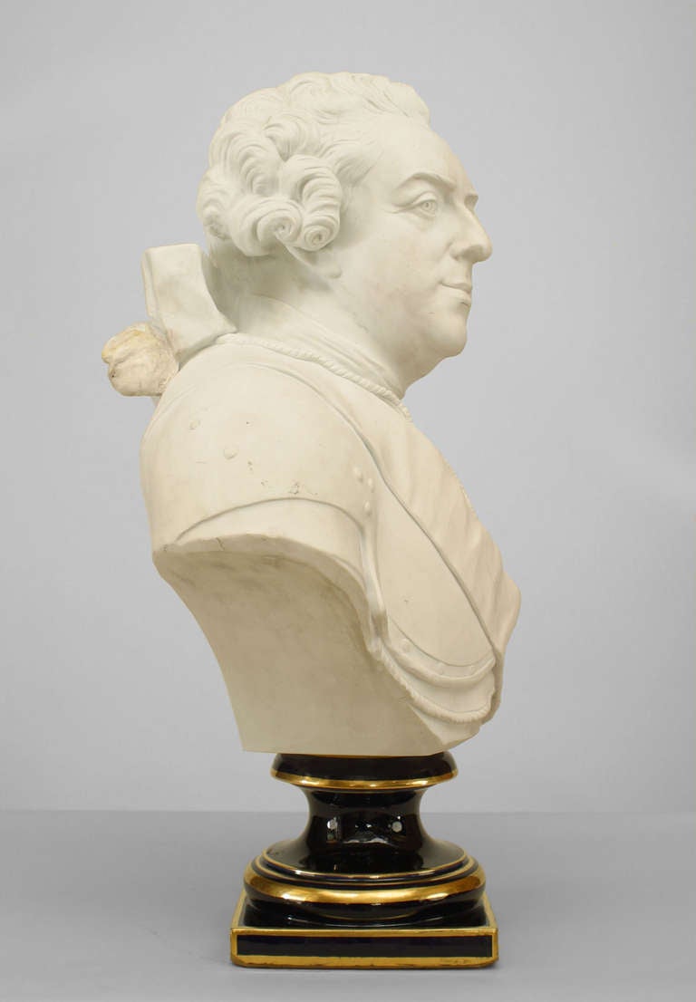 French Late 19th Century Porcelain Bust of King Louis XV