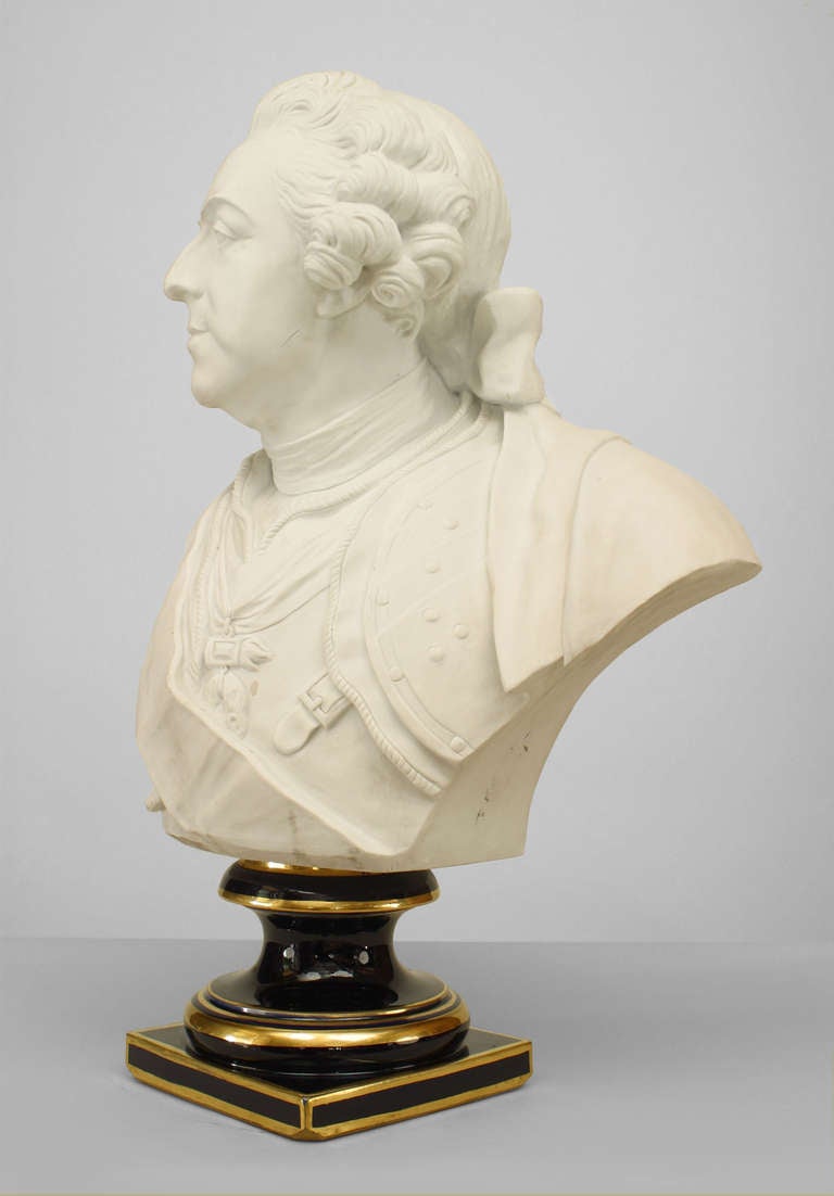 Glazed Late 19th Century Porcelain Bust of King Louis XV