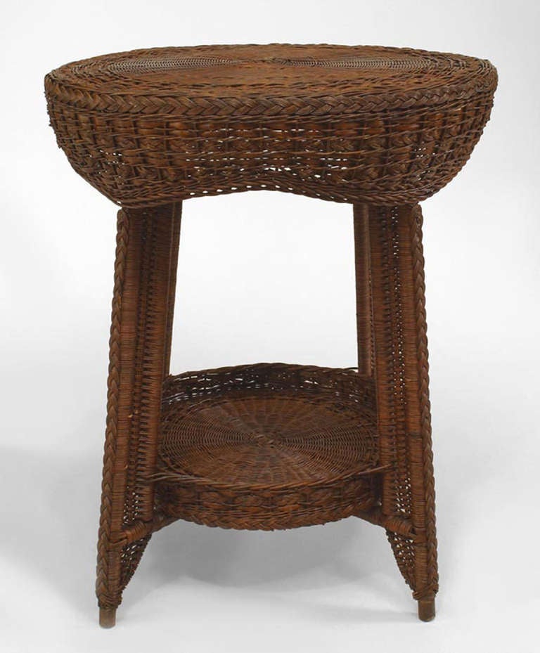 American Heywood Brothers Attributed Natural Wicker End Table