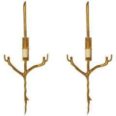 Pair of 1970s Gilt Bronze Twig-Form Sconces 12