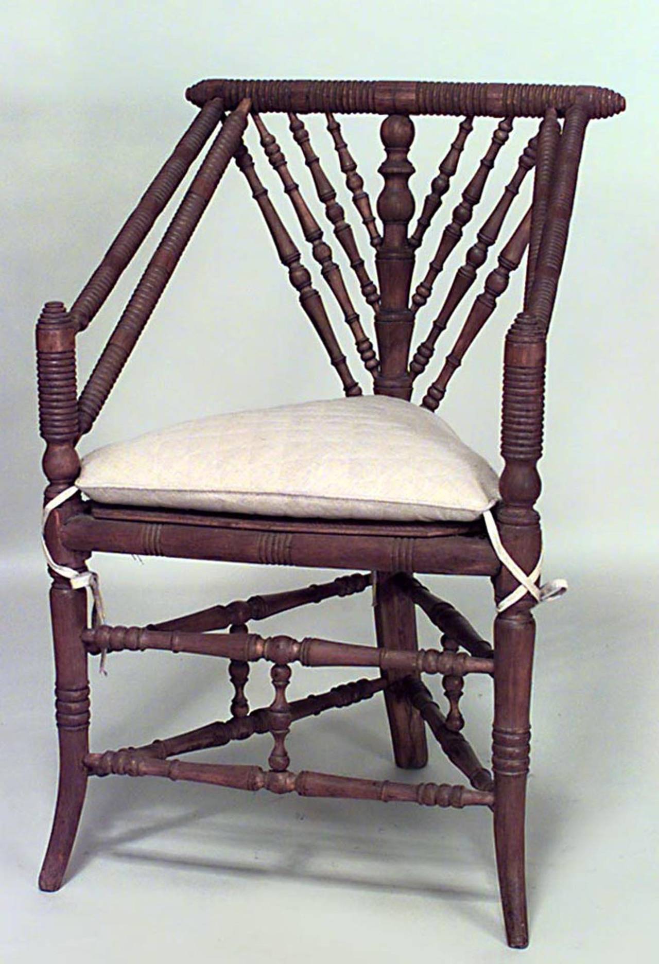 British Pair of English Charles II Oak Triangular Chairs For Sale