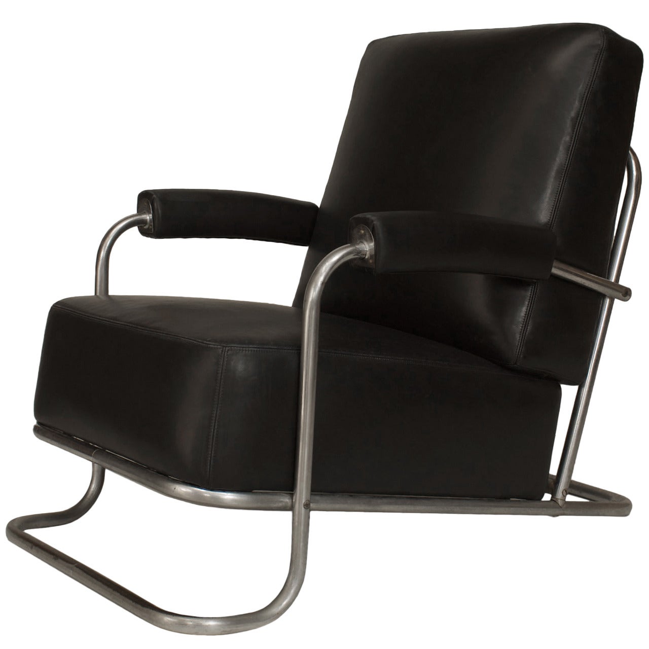 R.C. Coquery French Art Deco Tubular Chrome Arm Chair For Sale
