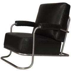 R.C. Coquery French Art Deco Tubular Chrome Arm Chair