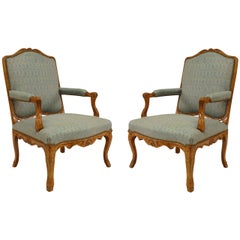 Pair of French Louis XV Beech Armchairs
