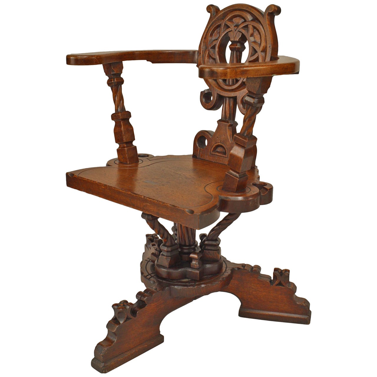 German Arts and Crafts Oak Swivel Chair by Verkaufshalle Frankfurt For Sale