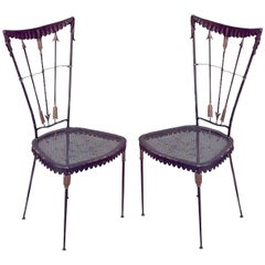 Pair of 1940's French Arrow Design Side Chairs