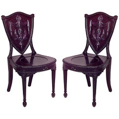 Pair of English Adam Shield Back Side Chairs