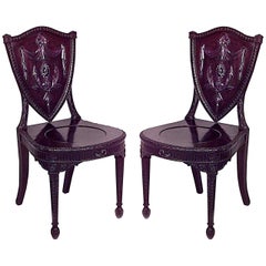 Pair of English Adam Shield Back Side Chairs