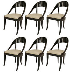 Set of 4 American Laquered Spoon Back Side Chairs