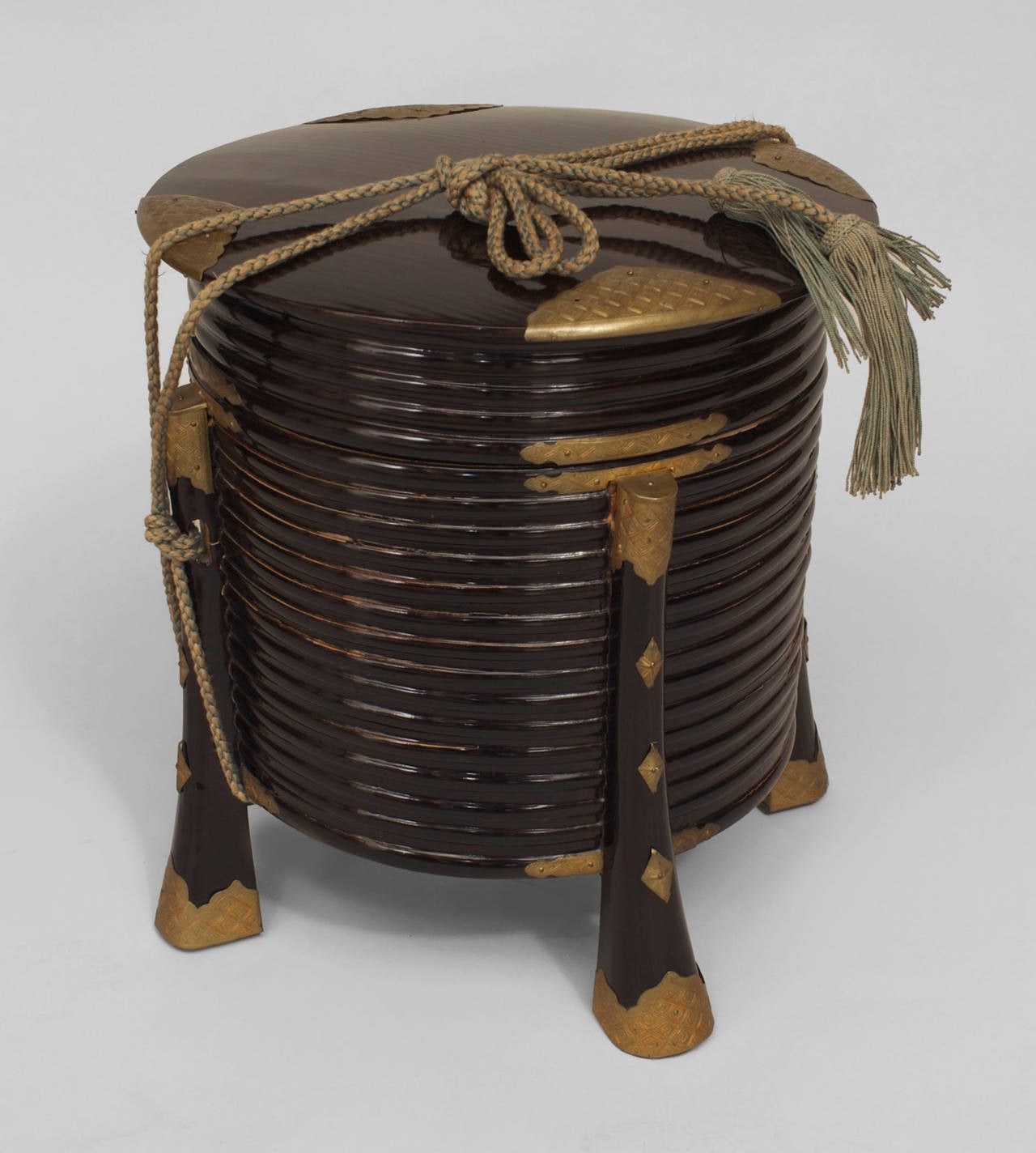 Pair of Japanese Black Lacquer Hat Box