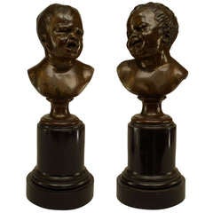 Pair of 19th Century French Bronze Infant Busts 8