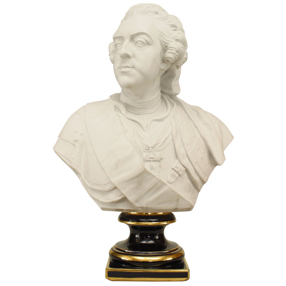 Late 19th Century Porcelain Bust of King Louis XV