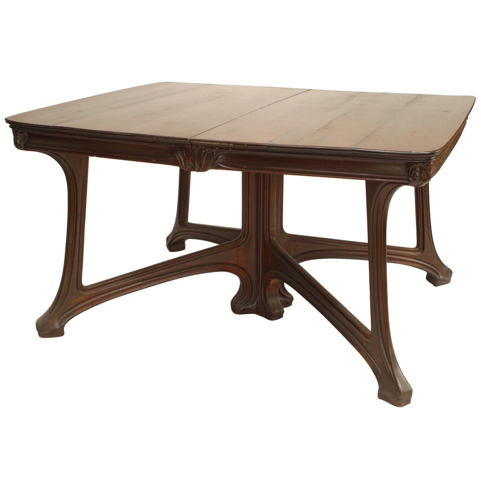 French Art Nouveau Walnut Dining Table