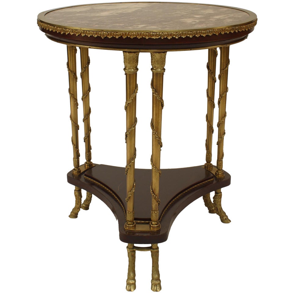 French Victorian Mahogany and Bronze End Table For Sale