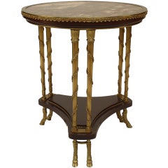 Antique French Victorian Mahogany and Bronze End Table