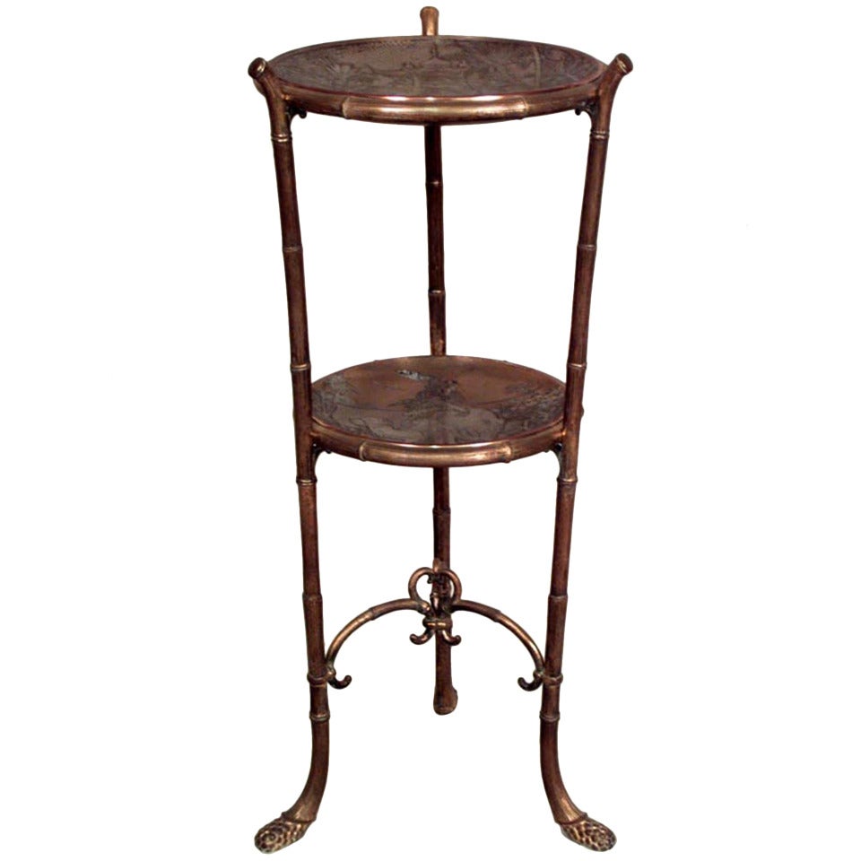 English Regency Bronze and Silver Three Tier Table