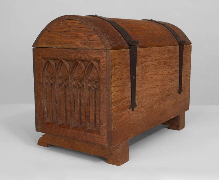 19th Century French Gothic Oak Coffer Chest For Sale