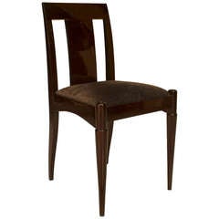 Set of Twelve 1930 French Art Deco Mahogany Stained Oak Side Chairs by Ruhlmann 6
