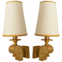 Pair of French Art Deco Gilt Bronze Wall Sconces