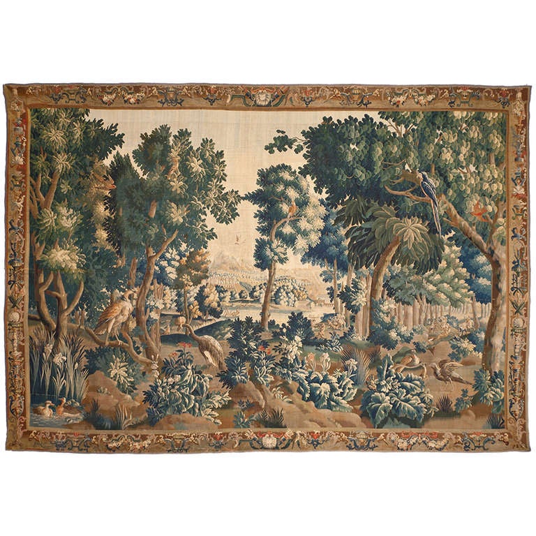 18th century French Aubusson Verdure tapestry For Sale