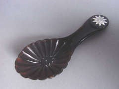 A rare George III Tortoiseshell Pique Caddy Spoon made Circa 1790