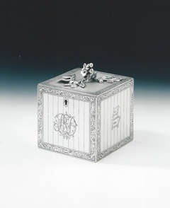 Antique An important George III Tea Caddy modelled as a Tea Chest made in London in 1769 by Parker & Wakelin.