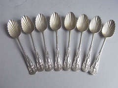 A very rare set of eight George II Cast Teaspoons made in London circa 1750 by George Smith I.