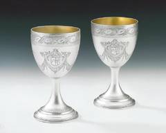 A very fine pair of George III Wine Goblets made Robert Hennell.
