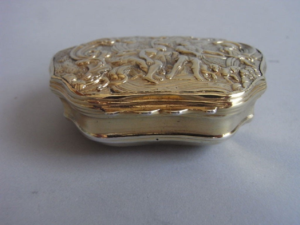 A George II Silver Gilt Escutcheon Pocket Snuff Box made by Robert Collier.