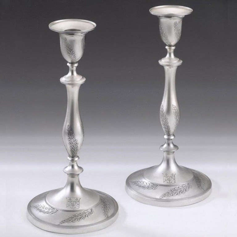 The Candlesticks were made in Sheffield in 1793 by John Parsons and Company, a silversmith who had a reputation for producing very fine Candlesticks and Candelabra of Classical design at the end of the Eighteenth century.  As you will see from the