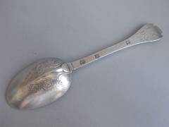 An exceptional William III Lace Back Trefid Spoon made by Richard Sweet II.