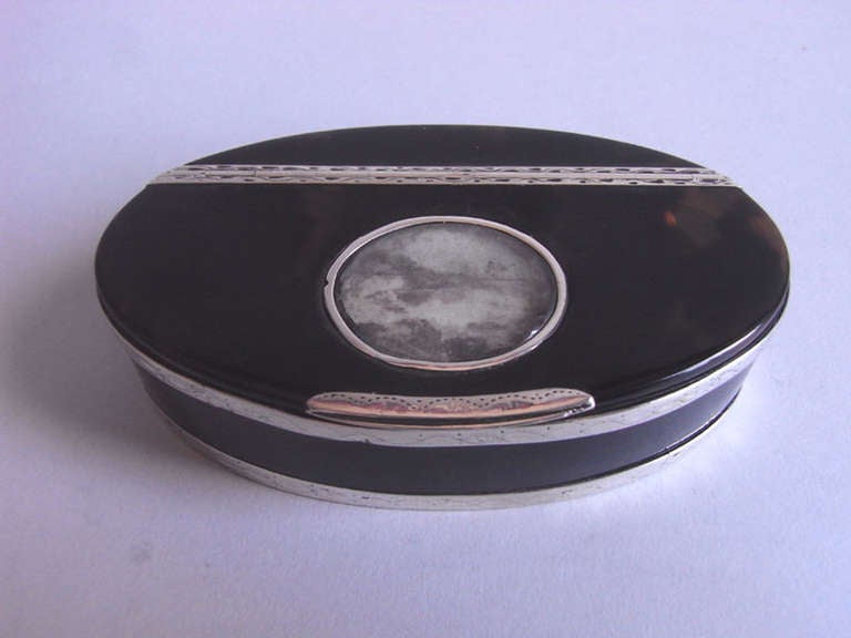 A George III silver mounted tortoiseshell table snuff box made most probably in London, circa 1780.