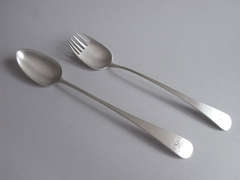 A pair of George III Old English Pattern Salad Servers made in London in 1790