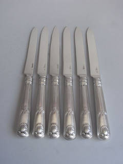 A set of six George IV Dessert Knives made in Dublin in 1825 by Samuel Beere.