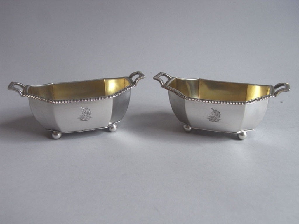 A set of four Salt Cellars, modelled as carrying baskets, made by Henry Nutting.