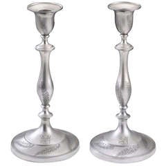 Pair of George III Antique Silver Candlesticks