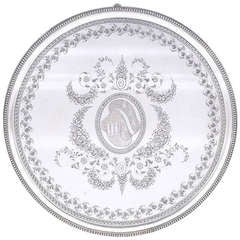 George III Antique Silver Drinks Salver