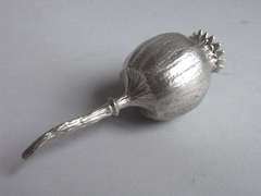 Antique A very rare cast Poppy Vinaigrette made in London in 1888 by Susanah Brasted.