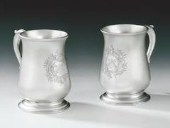 A fine pair of George II Pint Mugs made by William Shaw II & William Priest.