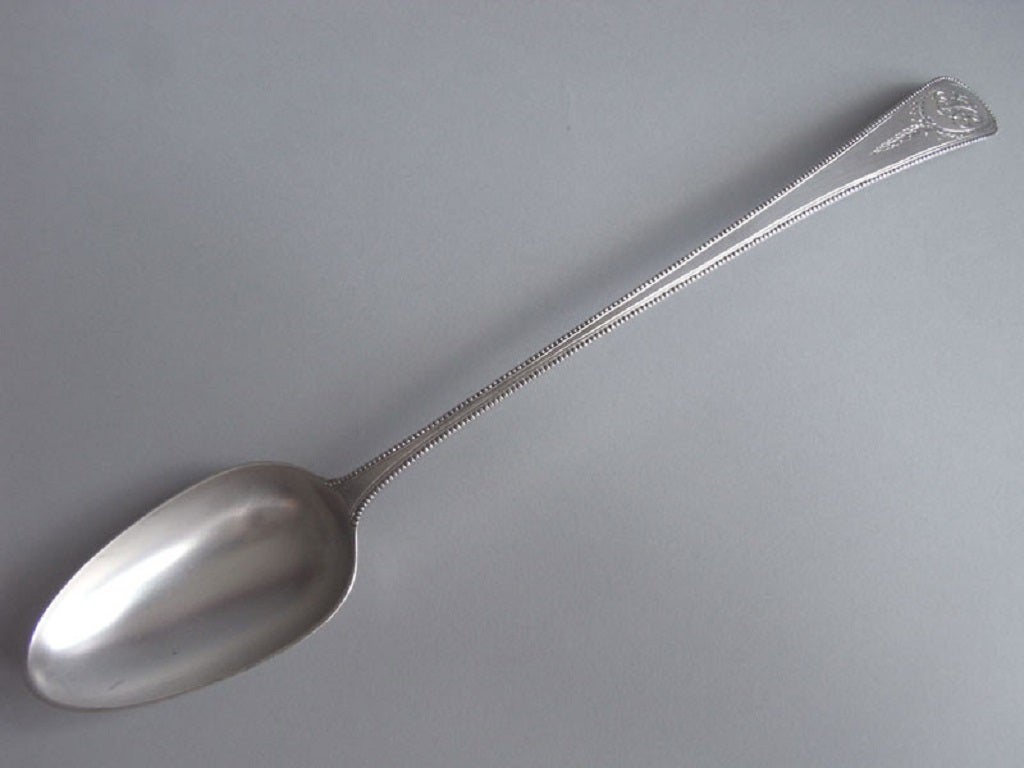 A pair of Old English Bead Pattern Stuffing Spoons made by Richard Crossley.