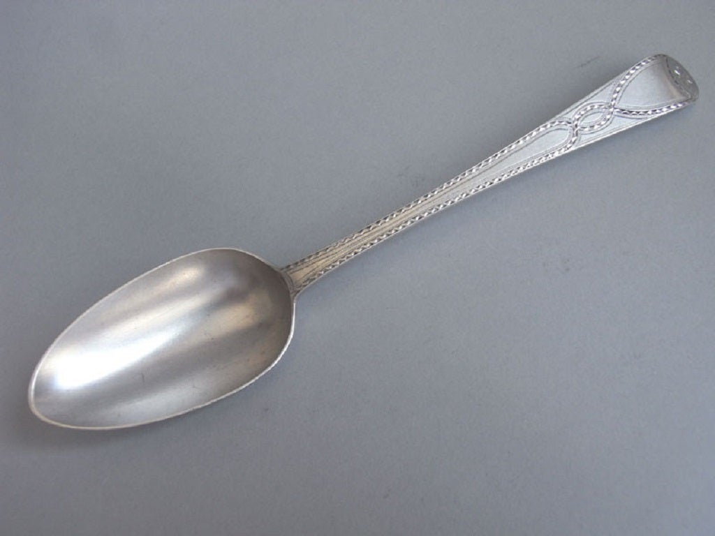 Set of six George III Bright Cut Tablespoons made by Joseph Steward II