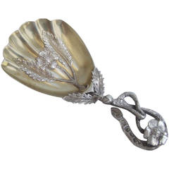 Antique Rare Naturalistic Caddy Spoon made by Hilliard & Thomason