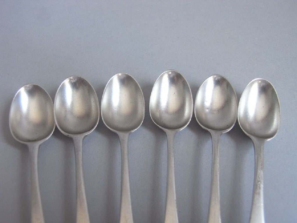 English A set of six George III Miniature Spoons made by William Eley & William Fearn.