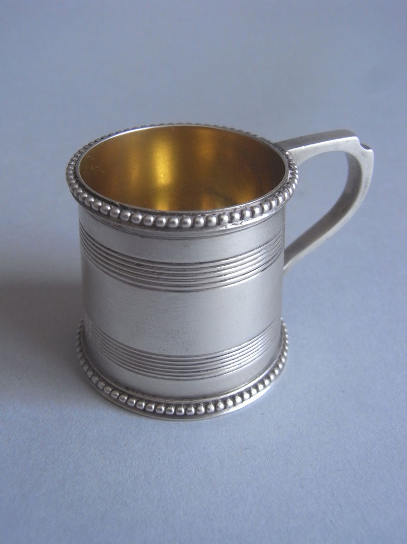English Rare Set of Six Dram Mugs Made in London in 1871 by Richard Sibley For Sale