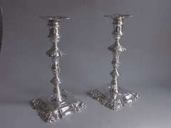 A pair of George II cast Candlesticks made in London in 1759 by William Cafe