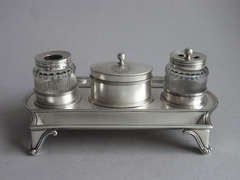 A George III Two Bottle Inkstand made in London in 1792 by Michael Plummer.