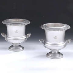 Antique A fine pair of George III Old Sheffield Wine Coolers