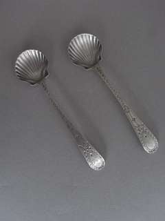 Antique A pair of George III Salt Spoons made in London in 1785 by John Lambe