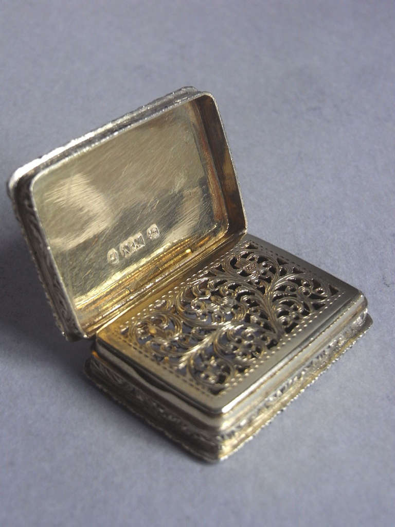 A silver gilt Vinaigrette made in Birmingham in 1838 by Nathaniel Mills